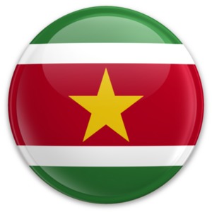 An image of Suriname&#039;s flag on a button.