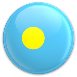 An image of Palau&#039;s flag on a button.