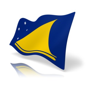 This clip art image shows the Tokelau flag at a perspective angle.