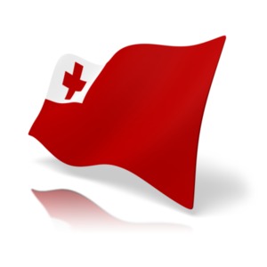 This clip art image shows the Tonga flag at a perspective angle.