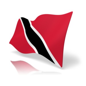 This clip art image shows the Trinidad and Tabago flag at a perspective angle.