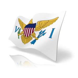 This clip art image shows the Virgin Islands flag at a perspective angle.