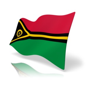 This clip art image shows the Vanuatu flag at a perspective angle.