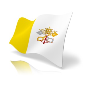 This clip art image shows the Vatican flag at a perspective angle.