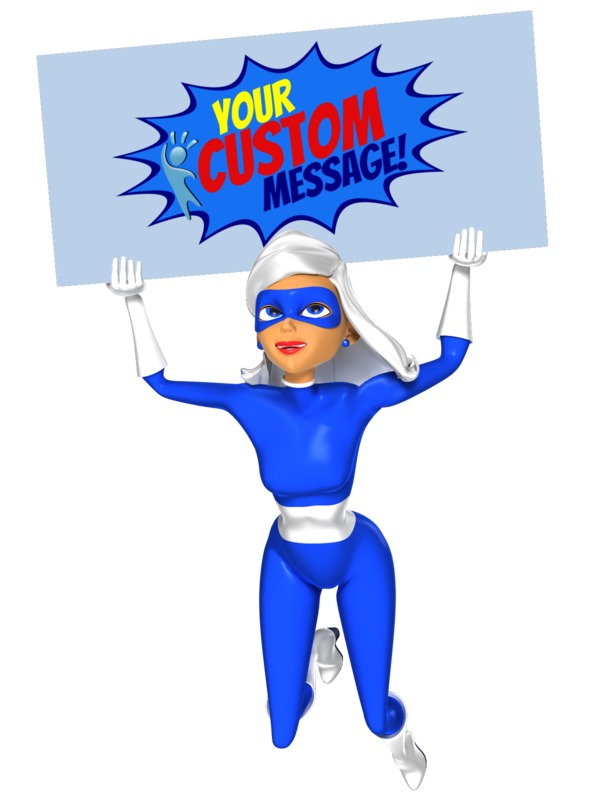 This Presentation Clipart shows a preview of Supergal Flying Sign Custom