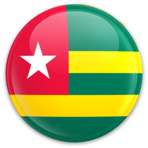 An image of Togo&#039;s flag on a button.