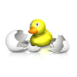An image of a rubber duck that hatched from an egg.