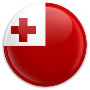 An image of Tonga&#039;s flag on a button.