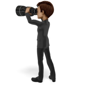 An image of a man searching through binoculars.