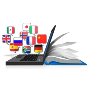 An image of a book/laptop with square buttons of country origin above the book.