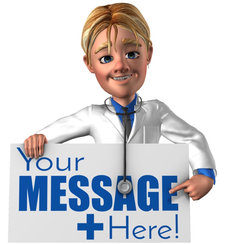 This Presentation Clipart shows a preview of Doctor Simon Holding Pointing At Sign