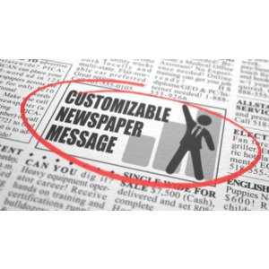 Put your own custom message in this newspaper classified.