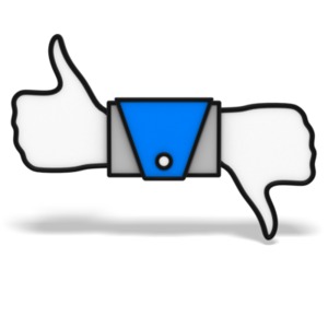 A iconic hand symbol giving both a thumbs up and down sign.