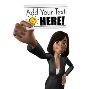 This custom design clip art shows Talia character holding out a card.  You can customize the card with your own text and images by using our online customizer.