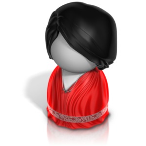 This clip art image shows a woman pawn figure in a elegant evening gown.