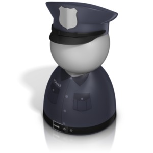 This clip art image shows a police pawn figure.