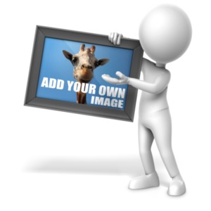This custom design clipart image shows a figure holding a picture.&lt;br&gt;&lt;br&gt;You can customize the picture by adding your own text and images using our online customizer.