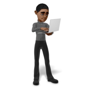 This clip art image shows a man working on a laptop.&lt;br&gt;&lt;br&gt; *Note -  Use the tint function in the customizer to change the color of the laptop.