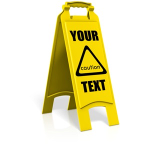 This custom design clip art image shows a customizable floor caution sign.  You can customize this sign by adding your own text and images using our online customizer.
