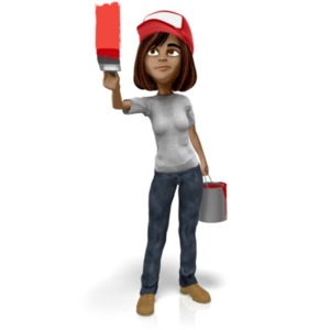 An image of Talia painting a wall.