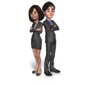 An image of Talia and Brad standing back to back.