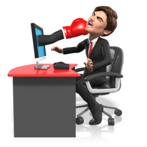 An image of Brad being punched in the face through a computer.