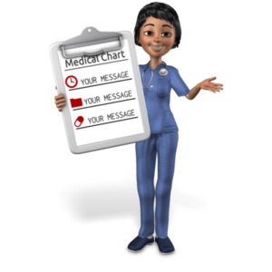 This custom design clipart image shows a nurse woman holding a chart clipboard showing what&#039;s on it.&lt;br&gt;&lt;br&gt;  You can customize the clipboard by adding your own text and images using our online customizer.