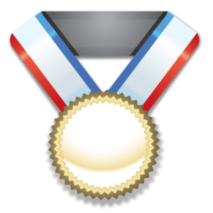 This clip art image shows a gold medal award.