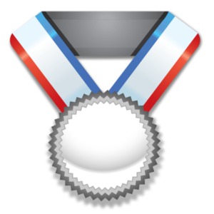 This clip art image shows a silver medal award.