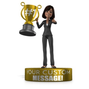 This custom design clipart shows a woman figure on a pedestal holding a large award.