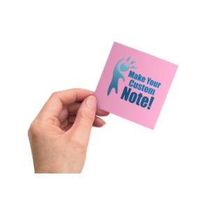 An image of a hand holding a custom sticky note. Create your own message in this graphic.