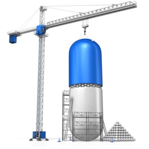 This clipart image shows a pill capsule being built.