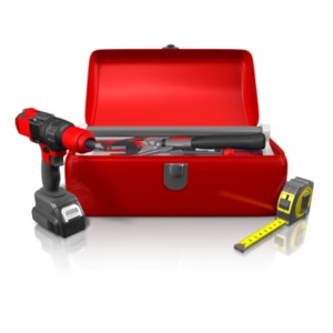 An image of a large toolbox with tools in and outside the box.