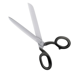 This clip art image shows a scissors ready to cut.