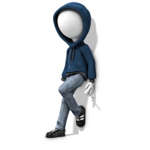This clip art image shows a youth looking figure leaning against a wall with a cigarette in its hand.