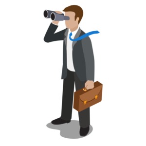 An image of a businessman looking through binoculars.