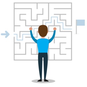 An image of a person raising their arms in front of a 