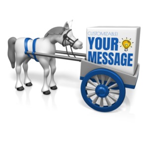This custom design clipart image shows a horse hooked up backwards to a cart.  This illustrates the idiom of putting the cart before the horse.  This image clip art could be in a presentation used to call attention so something that is out of order, incorrect process, or that is just plain wrong.