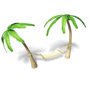 This clip art image shows two palm trees with a hammock between them.  You could add this to your presentation slide to give it a relaxing beach vibe.
