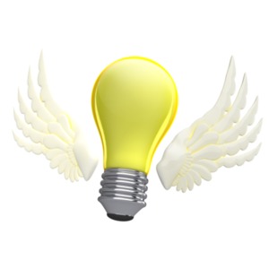 This clip art image shows a light bulb flying with wings.  Add this clip art to your presentation slide to call attention to an innovative idea or thought.