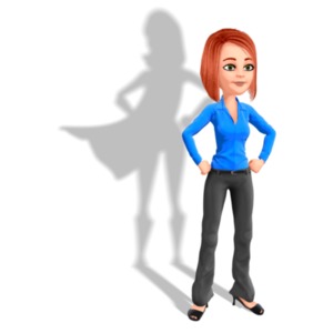 A business woman&#039;s shadow reveals the superhero inside.