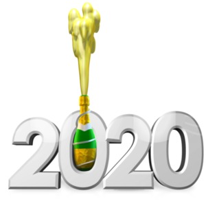 A champagne bottle popping out of a zero in the year 2020.  &lt;br&gt;&lt;br&gt;  Note*  You can change the last two digits in this animation by using our online text customizer.