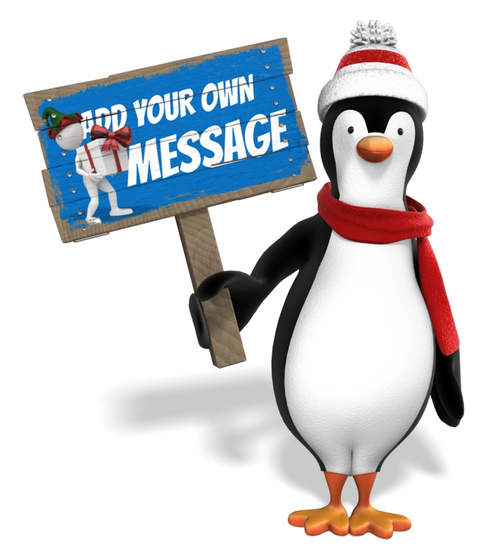 This Presentation Clipart shows a preview of Penguin Sign Custom