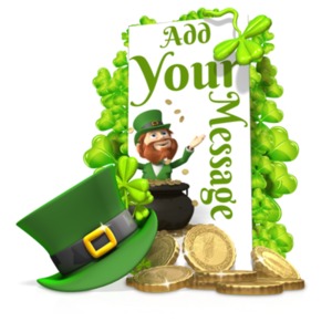 A custom design clipart themed for the St. Patrick&#039;s day holiday, with shamrocks, gold, and a top hat surrounding a sign.  To get into the St. Patrick&#039;s day spirit, add your message, logo, or images to the clipart image.  

&lt;br&gt;&lt;br&gt;

After customizing and download, use in PowerPoint, promotional designs, blogs, or social media.

&lt;br&gt;&lt;br&gt;

Check out more &lt;a href=&quot;https://www.presentermedia.com/search.php?target=search&amp;type=all&amp;terms=custom%20text&quot;&gt;custom graphics&lt;/a&gt; to use in PowerPoint, social media or marketing material.
&lt;br&gt;
Also, check out our animated &lt;a href=&quot;https://www.presentermedia.com/powerpoint-templates/templates.html&quot;&gt;PowerPoint Templates&lt;/a&gt;to use with this custom graphic.