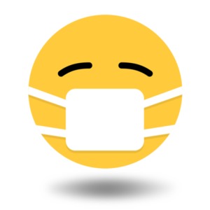 An image of a emoticon with a medical mask on.