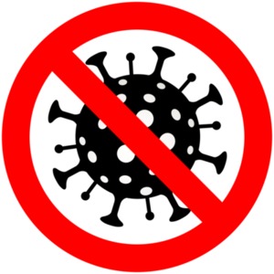 An image of a virus covered by a red &quot;not allowed&quot; symbol.