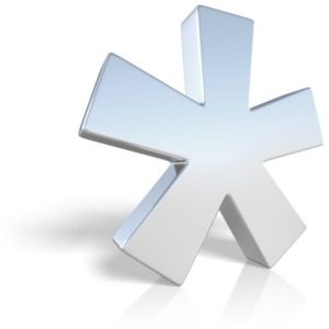 A matte chrome asterisk symbol.