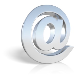 A matte chrome &quot;at&quot; symbol.