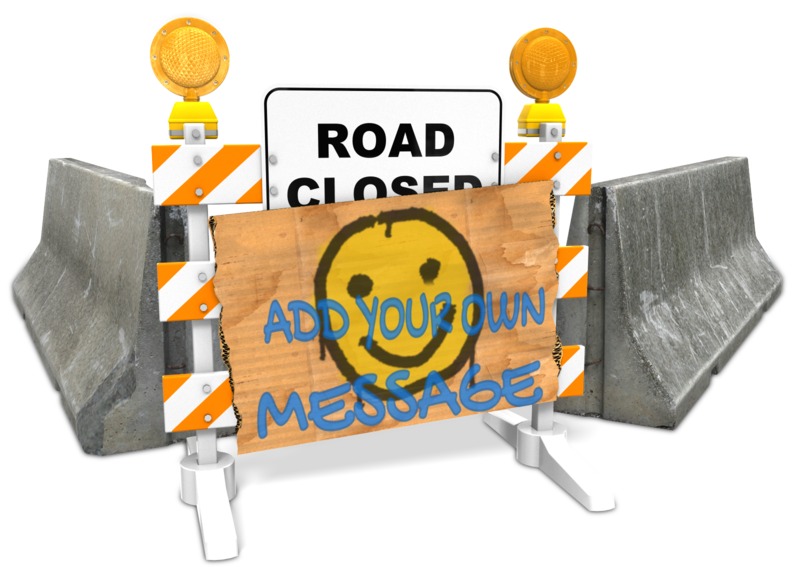 This Presentation Clipart shows a preview of Defaced Roadblock Custom