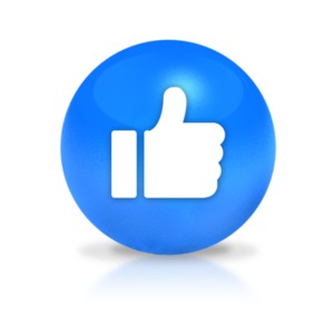 A blue 3D ball with a hand giving a thumbs up liking something. Similar to a Facebook like.